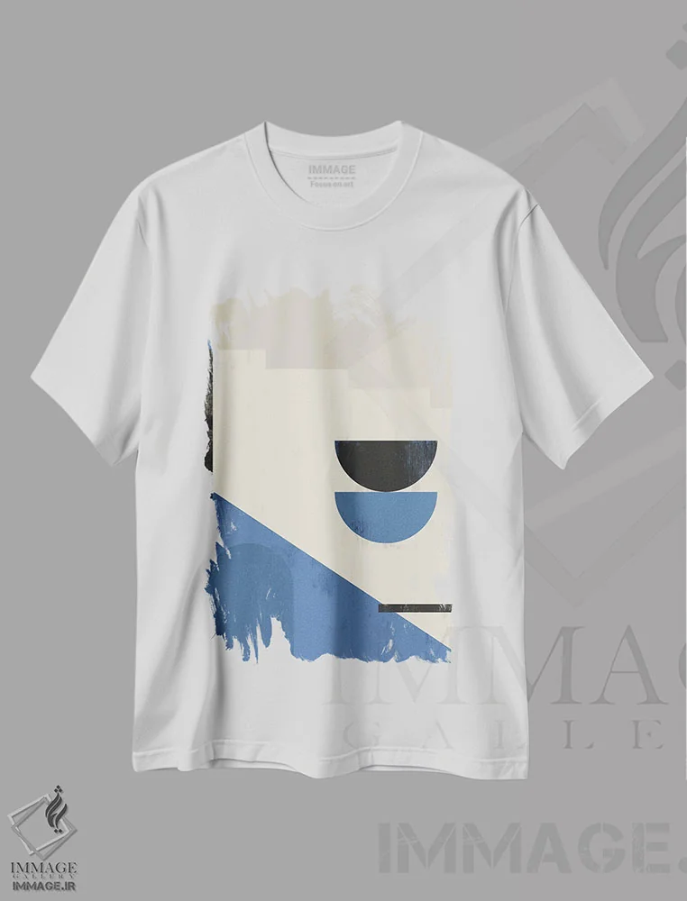 تیشرت سفید طرح دار طرح هندسی آسمان انتزاعی یک اثر هلو مورائس | immage.ir