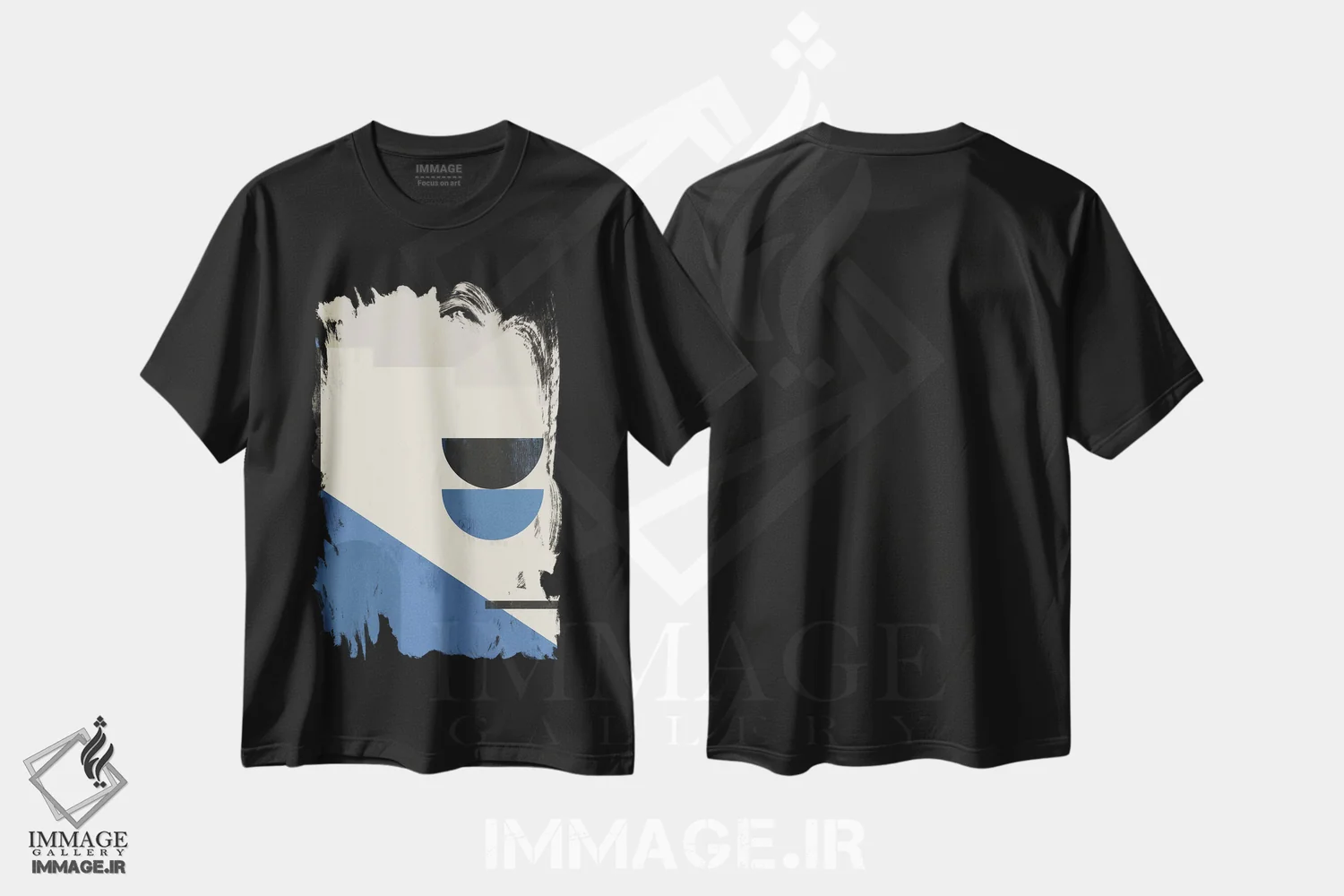 تیشرت مشکی طرح دار طرح هندسی آسمان انتزاعی یک اثر هلو مورائس | فروشگاه ایماژ