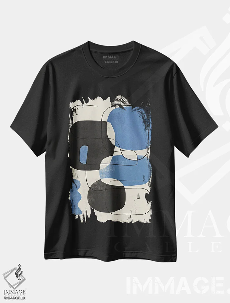 تیشرت مشکی طرح دار طرح هندسی آسمان انتزاعی چهار اثر هلو مورائس | immage.ir