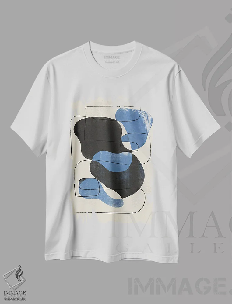 تیشرت سفید طرح دار طرح هندسی آسمان انتزاعی پنج اثر هلو مورائس | immage.ir