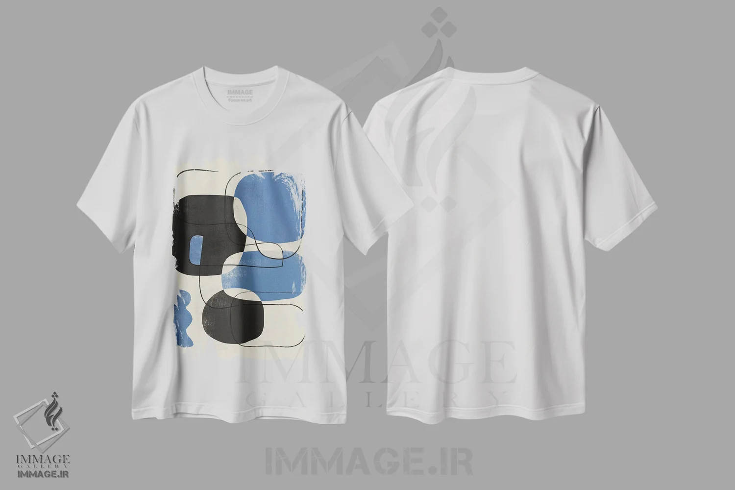 تیشرت سفید طرح دار طرح هندسی آسمان انتزاعی چهار اثر هلو مورائس | فروشگاه ایماژ