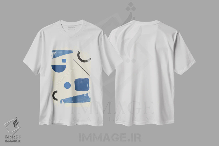 تیشرت سفید طرح دار طرح هندسی آسمان انتزاعی سه اثر هلو مورائس | immage.ir