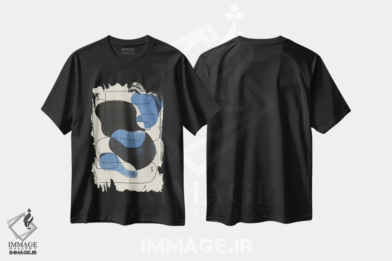 تیشرت مشکی طرح دار طرح هندسی آسمان انتزاعی پنج اثر هلو مورائس | فروشگاه ایماژ