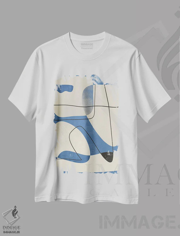 تیشرت سفید طرح دار طرح هندسی آسمان انتزاعی هفت اثر هلو مورائس | immage.ir