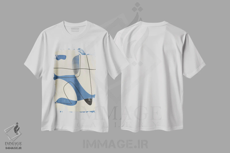 تیشرت سفید طرح دار طرح هندسی آسمان انتزاعی هفت اثر هلو مورائس | immage.ir