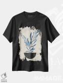 تیشرت مشکی طرح دار برگ آسمانی انتزاعی ششم، تزئینی اثر هلو مورائس | فروشگاه ایماژ