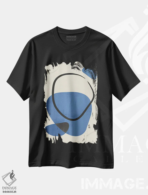 تیشرت مشکی طرح دار خط آسمانی انتزاعی دو اثر هلو مورائس | فروشگاه ایماژ