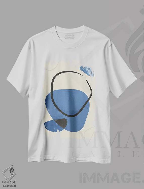 تیشرت سفید طرح دار خط آسمانی انتزاعی دو اثر هلو مورائس | immage.ir