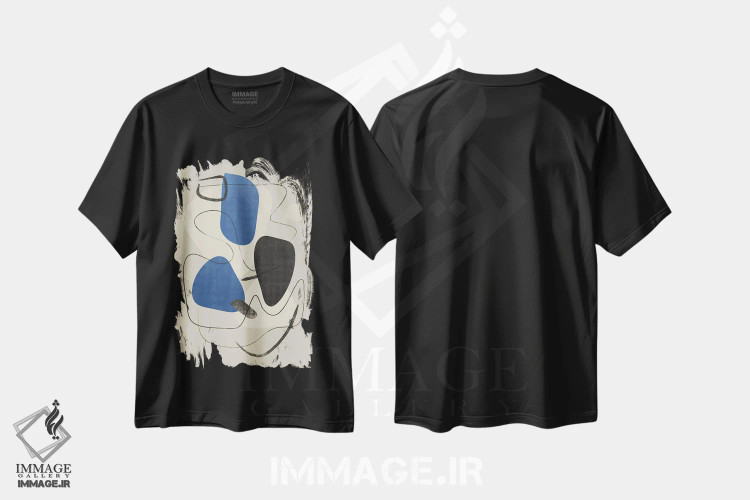 تیشرت مشکی طرح دار خط آسمانی انتزاعی سه اثر هلو مورائس | immage.ir