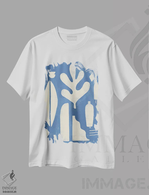 تیشرت سفید طرح دار شکل آسمانی انتزاعی چهار اثر هلو مورائس | immage.ir