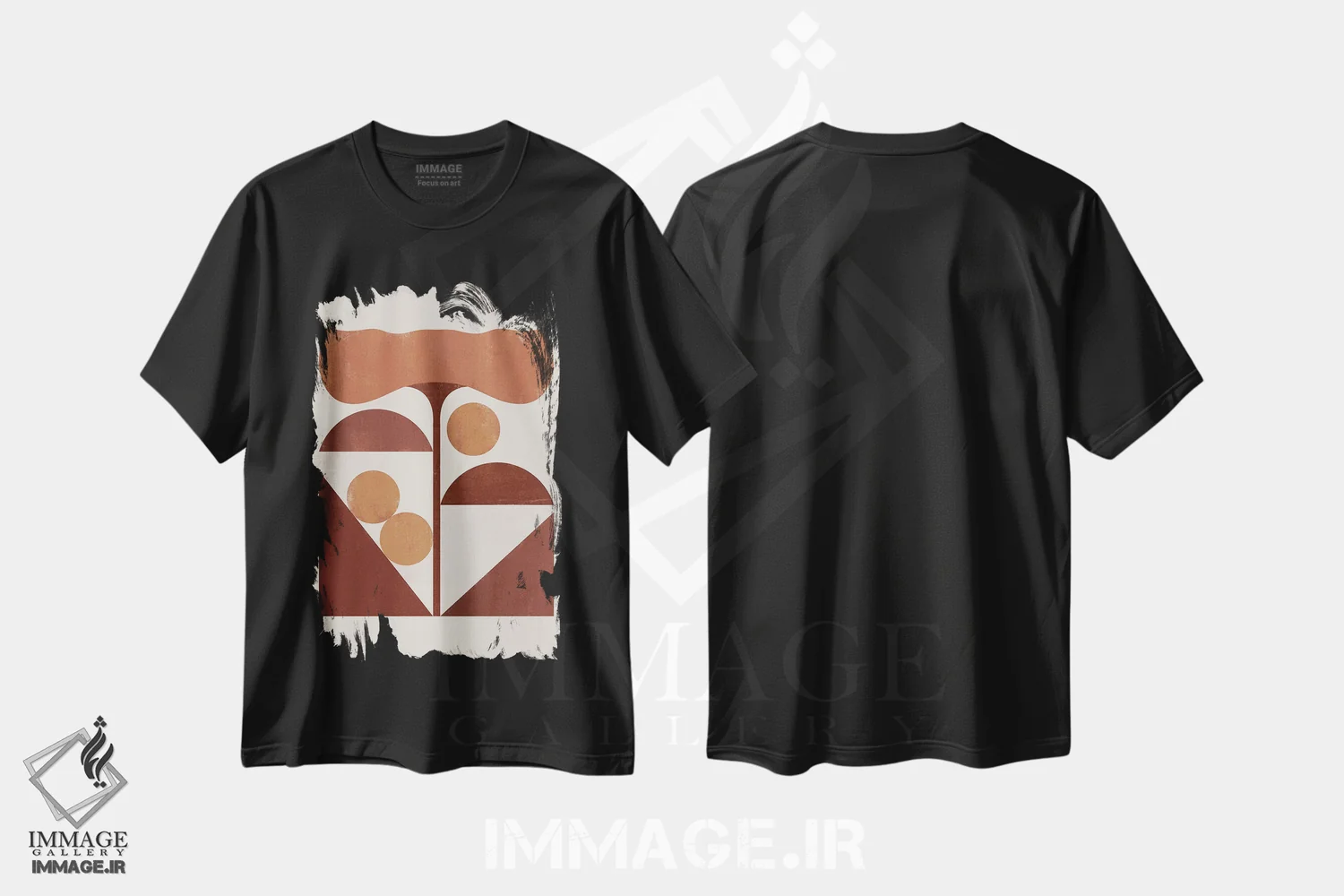 تیشرت مشکی طرح دار گل بهاری انتزاعی یک اثر هلو مورائس | فروشگاه ایماژ