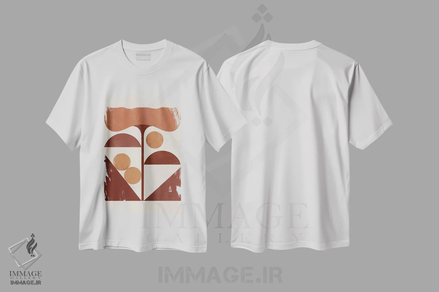 تیشرت سفید طرح دار گل بهاری انتزاعی یک اثر هلو مورائس | immage.ir