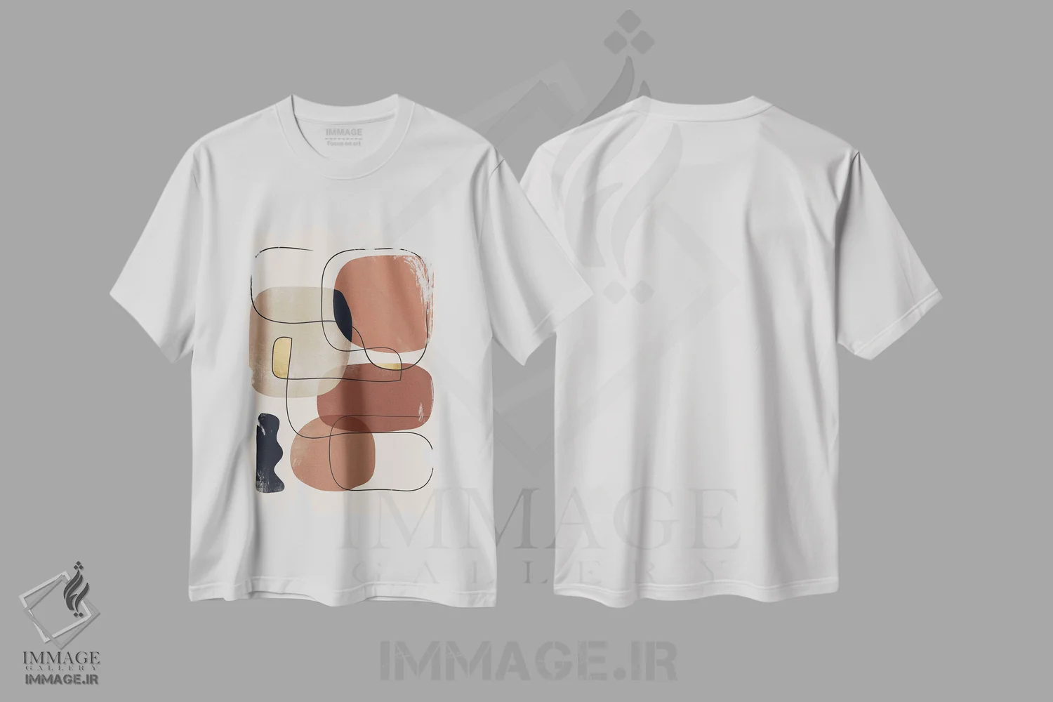 تیشرت سفید طرح دار طرح هندسی غروب انتزاعی یک اثر هلو مورائس | immage.ir