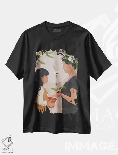 تیشرت مشکی طرح دار دختر غروب انتزاعی سه، تزئینی اثر هلو مورائس | فروشگاه ایماژ