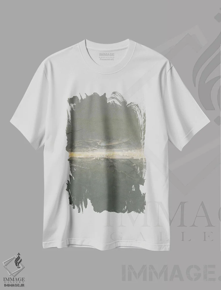 تیشرت سفید طرح دار مرمر انتزاعی پنج، آبستره اثر هلو مورائس | فروشگاه ایماژ