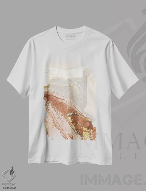 تیشرت سفید طرح دار مرمر انتزاعی هفت، هنر دیجیتال اثر هلو مورائس | فروشگاه ایماژ