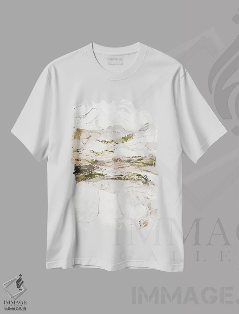 تیشرت سفید طرح دار مرمر انتزاعی هشت، هنر دیجیتال اثر هلو مورائس | immage.ir
