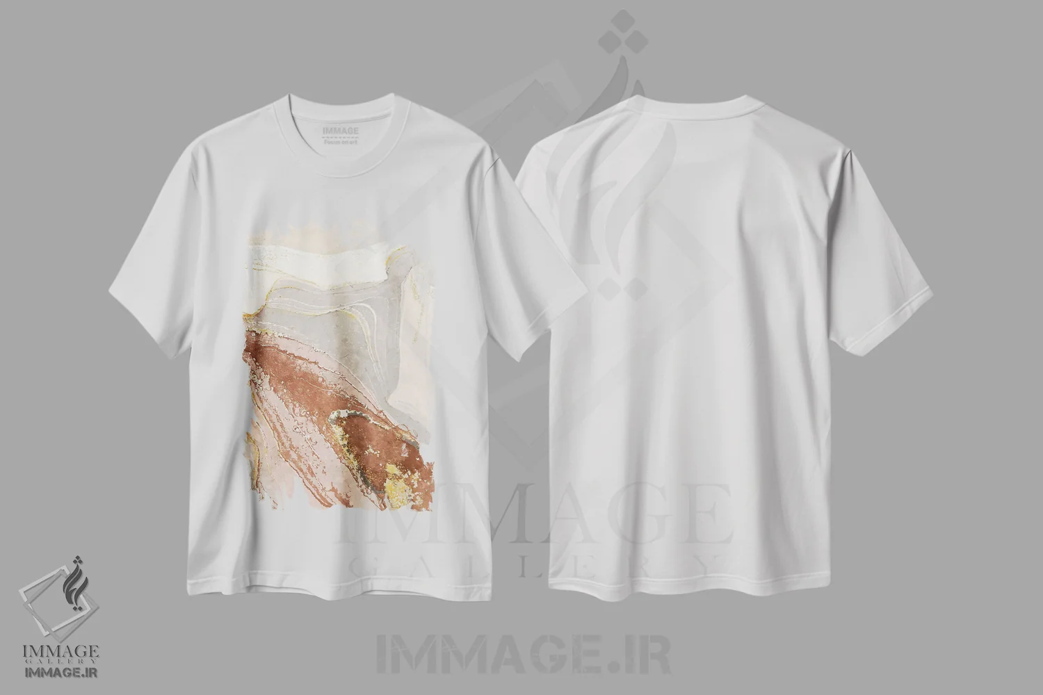 تیشرت سفید طرح دار مرمر انتزاعی هفت، هنر دیجیتال اثر هلو مورائس | فروشگاه ایماژ