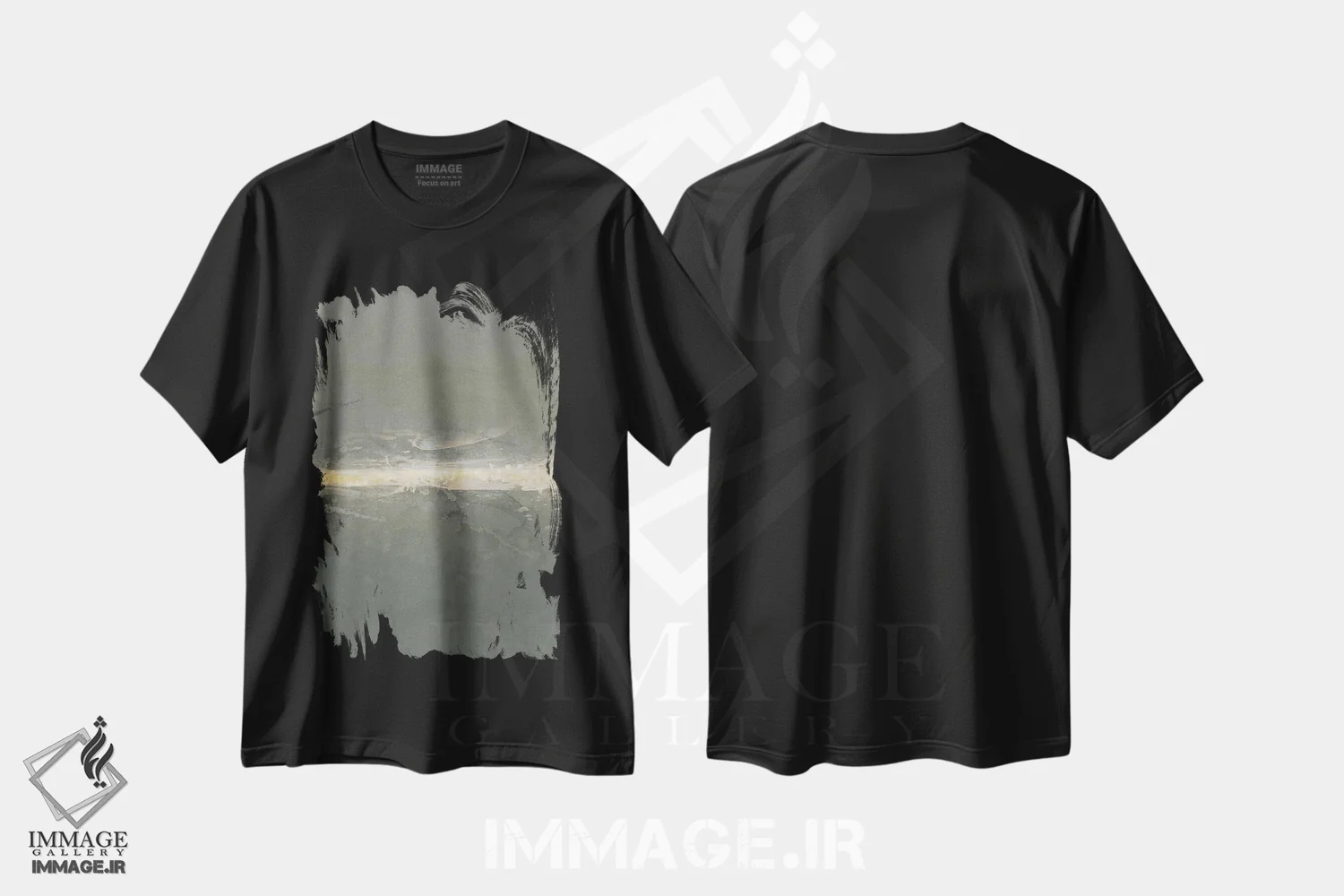 تیشرت مشکی طرح دار مرمر انتزاعی پنج، آبستره اثر هلو مورائس | immage.ir