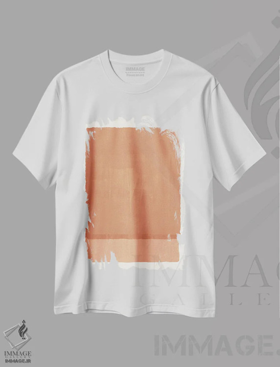 تیشرت سفید طرح دار نارنجی مینیمال اثر هلو مورائس | immage.ir