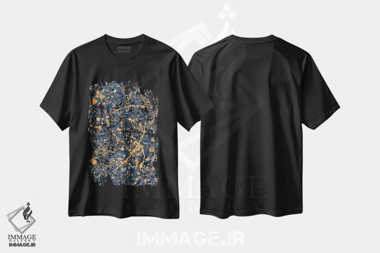 تیشرت مشکی طرح دار پولاک سه اثر هلو مورائس | فروشگاه ایماژ