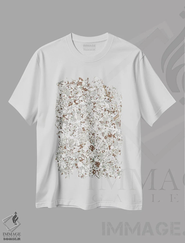 تیشرت سفید طرح دار پولاک پنج اثر هلو مورائس | immage.ir