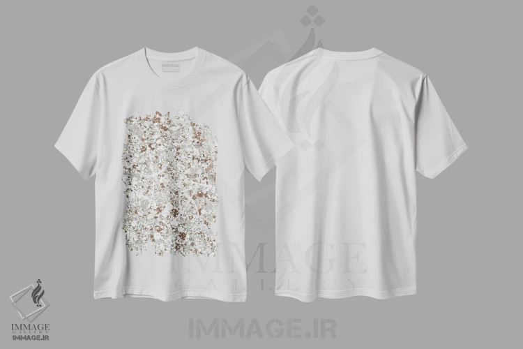تیشرت سفید طرح دار پولاک پنج اثر هلو مورائس | immage.ir