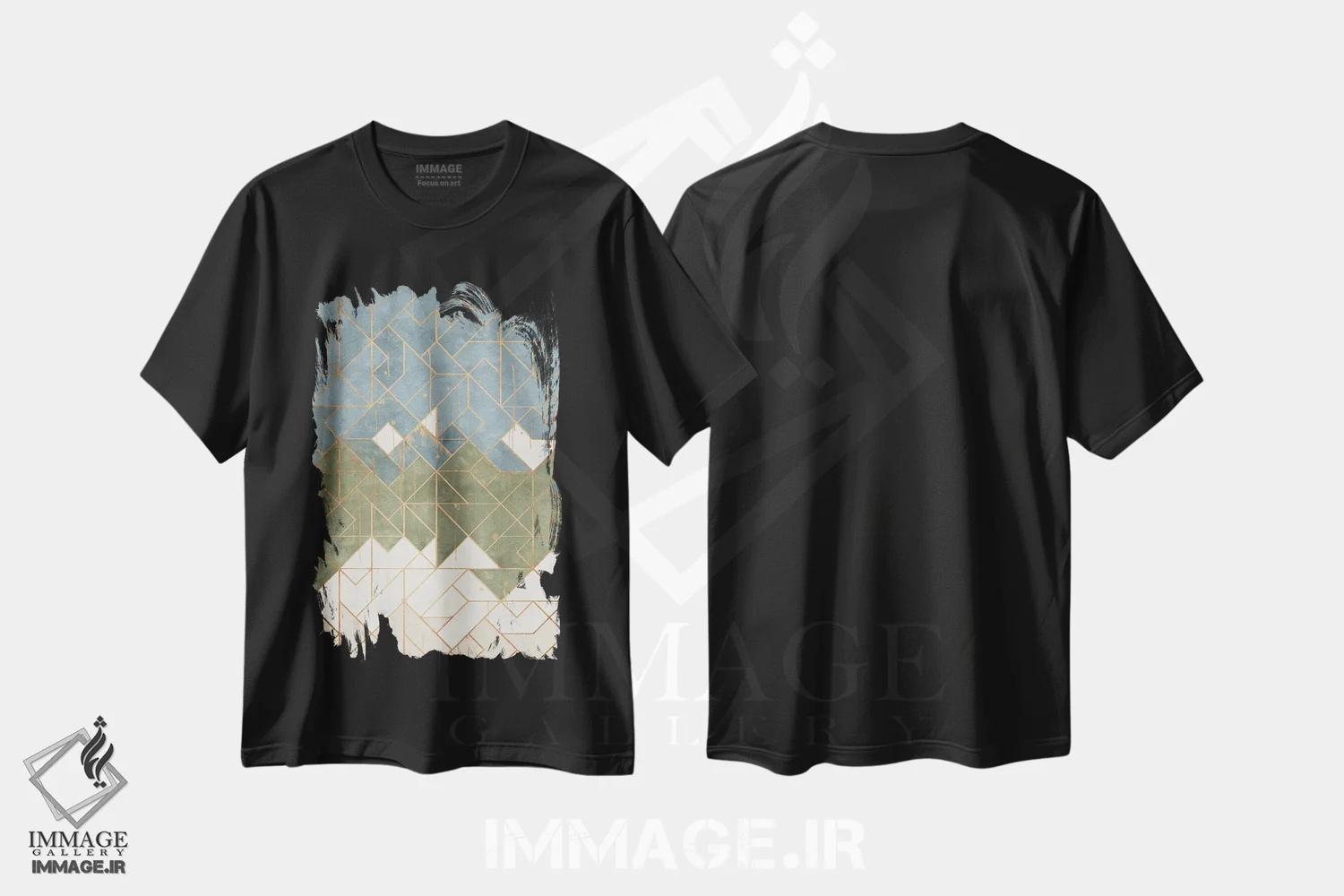 تیشرت مشکی طرح دار هندسی یک اثر هلو مورائس | immage.ir