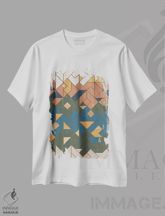 تیشرت سفید طرح دار هندسی ده، آبستره اثر هلو مورائس | immage.ir