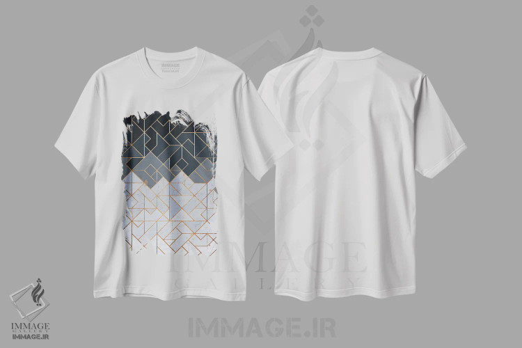 تیشرت سفید طرح دار هندسی یازده، آبستره اثر هلو مورائس | فروشگاه ایماژ