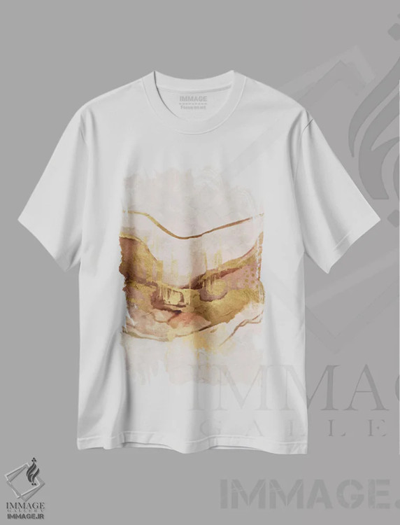 تیشرت سفید طرح دار مرمر انتزاعی طلایی VII اثر هلو مورائس | immage.ir