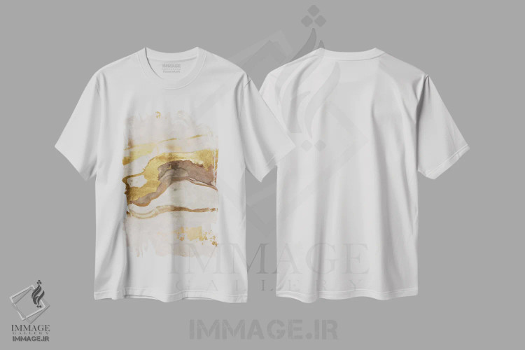 تیشرت سفید طرح دار مرمر انتزاعی طلایی VI اثر هلو مورائس | فروشگاه ایماژ