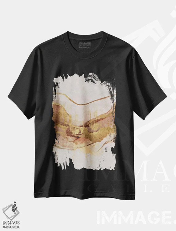 تیشرت مشکی طرح دار مرمر انتزاعی طلایی VII اثر هلو مورائس | فروشگاه ایماژ