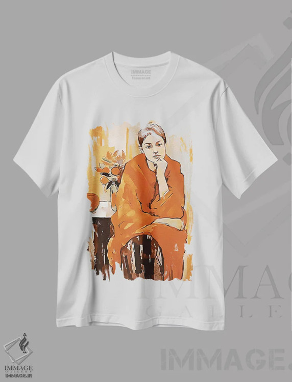 تیشرت سفید طرح دار او در حال فکر کردن است VI، هنر دیجیتال اثر هلو مورائس | immage.ir