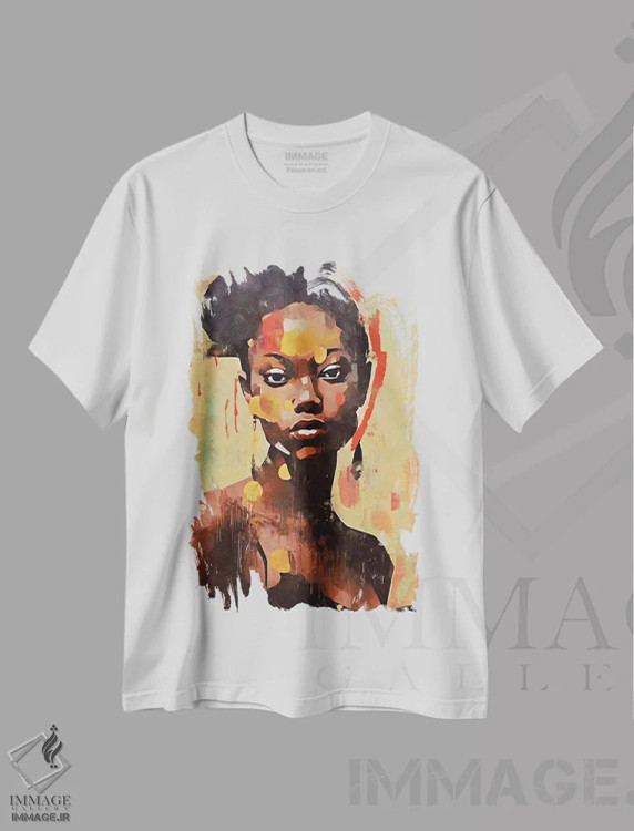تیشرت سفید طرح دار رنگ های متحد VIII، هنر آمریکایی آفریقایی تبار اثر هلو مورائس | فروشگاه ایماژ