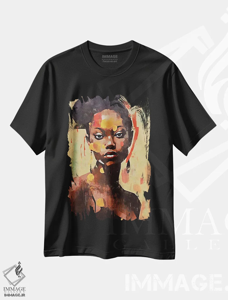 تیشرت مشکی طرح دار رنگ های متحد VIII، هنر آمریکایی آفریقایی تبار اثر هلو مورائس | immage.ir