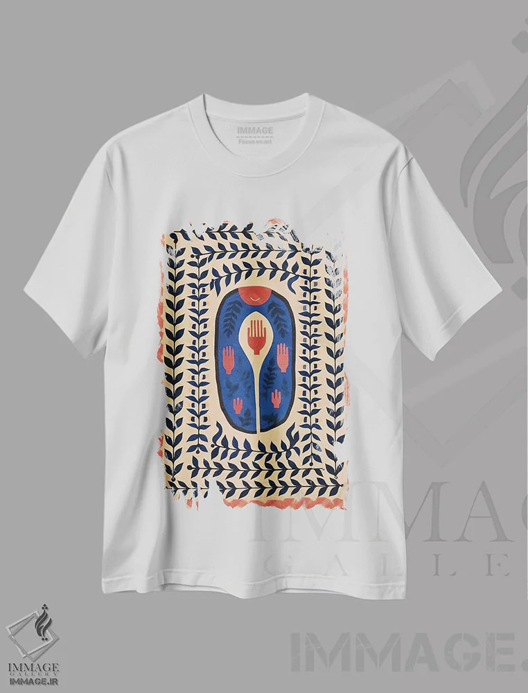 تیشرت سفید طرح دار موزاییک سیاه فریدا کالو اثر هلو مورائس | immage.ir