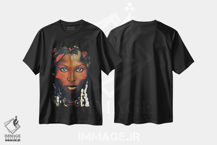 تیشرت مشکی طرح دار رنگ های متحد XIV، هنر آمریکایی آفریقایی تبار اثر هلو مورائس | immage.ir