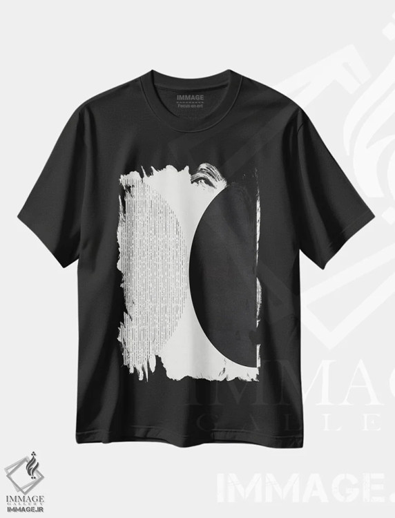 تیشرت مشکی طرح دار خطوط انتزاعی IV اثر هلو مورائس | فروشگاه ایماژ