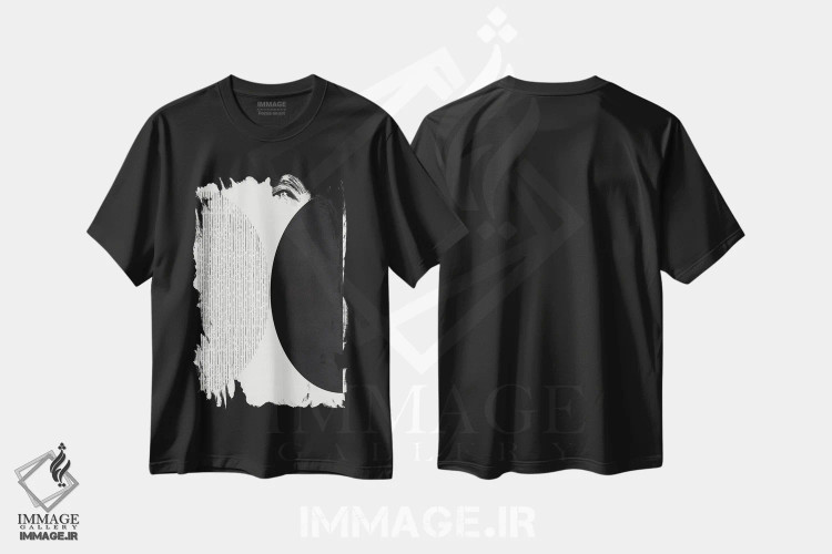 تیشرت مشکی طرح دار خطوط انتزاعی IV اثر هلو مورائس | فروشگاه ایماژ