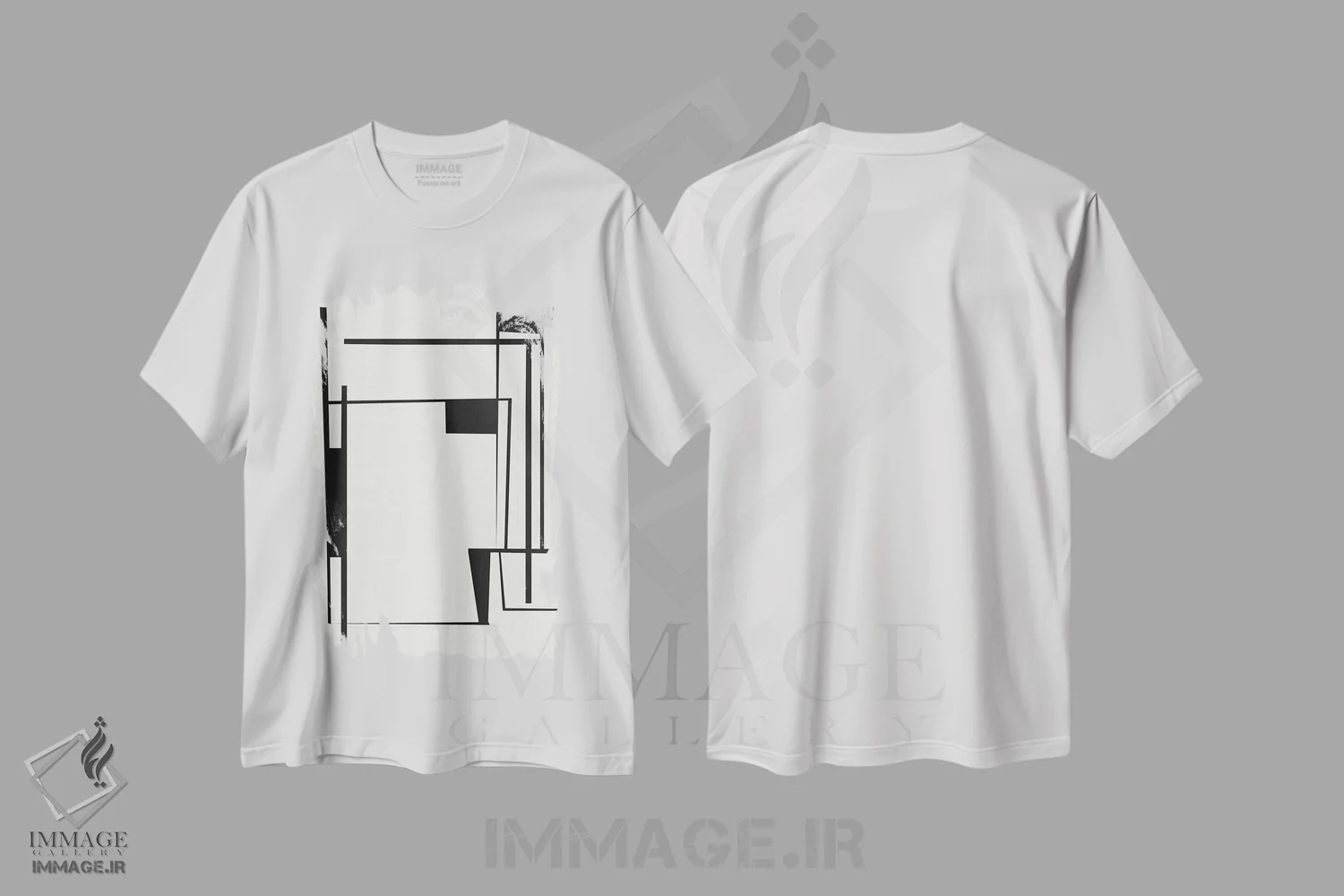 تیشرت سفید طرح دار مشکی انتزاعی I اثر هلو مورائس | فروشگاه ایماژ