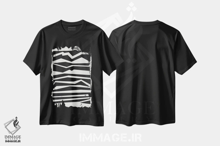 تیشرت مشکی طرح دار مشکی انتزاعی II اثر هلو مورائس | فروشگاه ایماژ