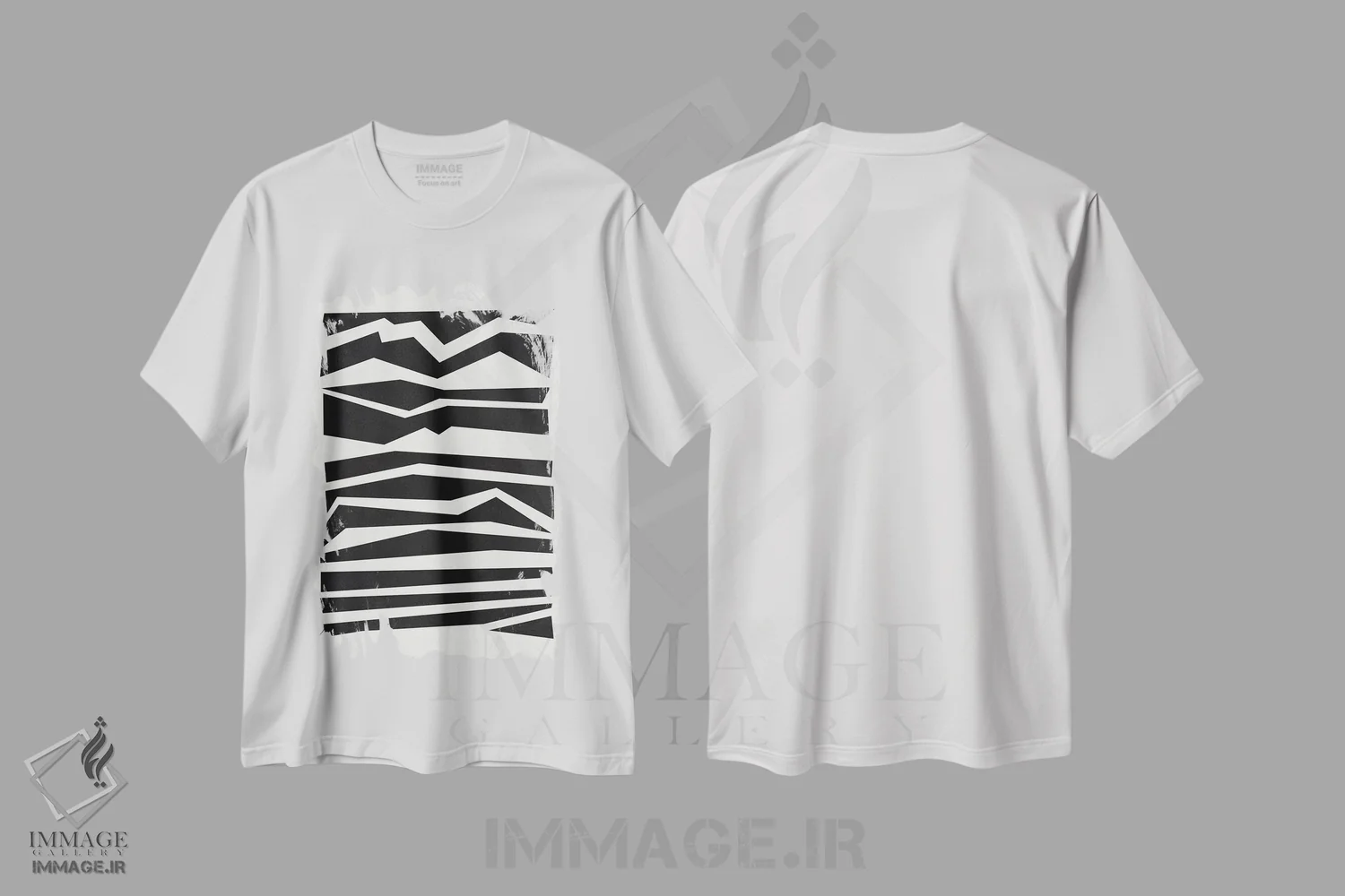 تیشرت سفید طرح دار مشکی انتزاعی II اثر هلو مورائس | immage.ir