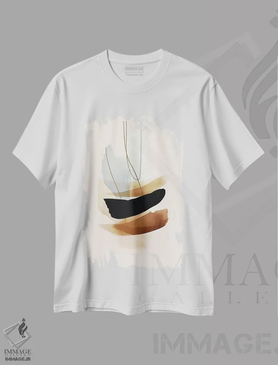تیشرت سفید طرح دار برس مشکی تمیز اثر هلو مورائس | فروشگاه ایماژ