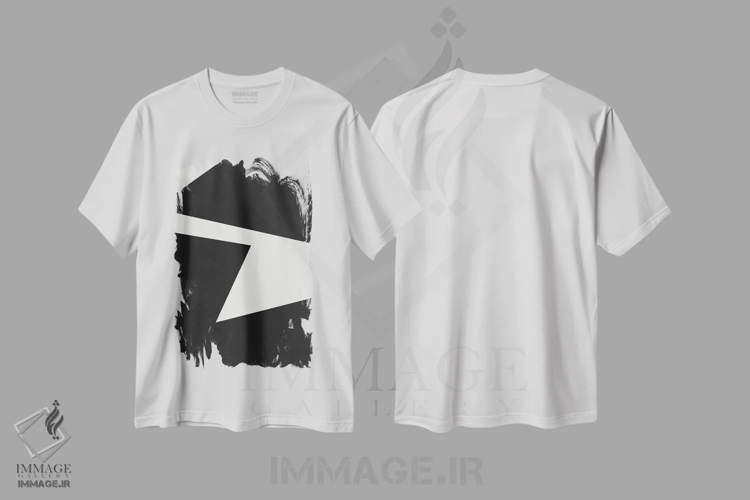 تیشرت سفید طرح دار دیپتیک مشکی انتزاعی I اثر هلو مورائس | immage.ir