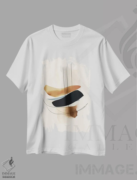 تیشرت سفید طرح دار برس مشکی تمیز II اثر هلو مورائس | immage.ir