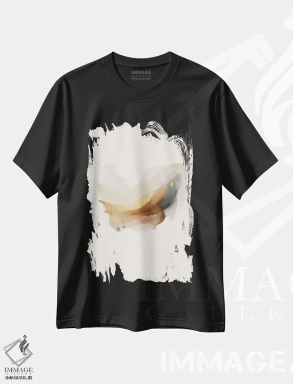 تیشرت مشکی طرح دار برس طلایی آبی II اثر هلو مورائس | فروشگاه ایماژ