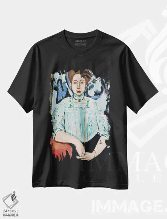 تیشرت مشکی طرح دار پرترهٔ گرتا مول، هنر فاخر کلاسیک اثر آنری ماتیس | فروشگاه ایماژ