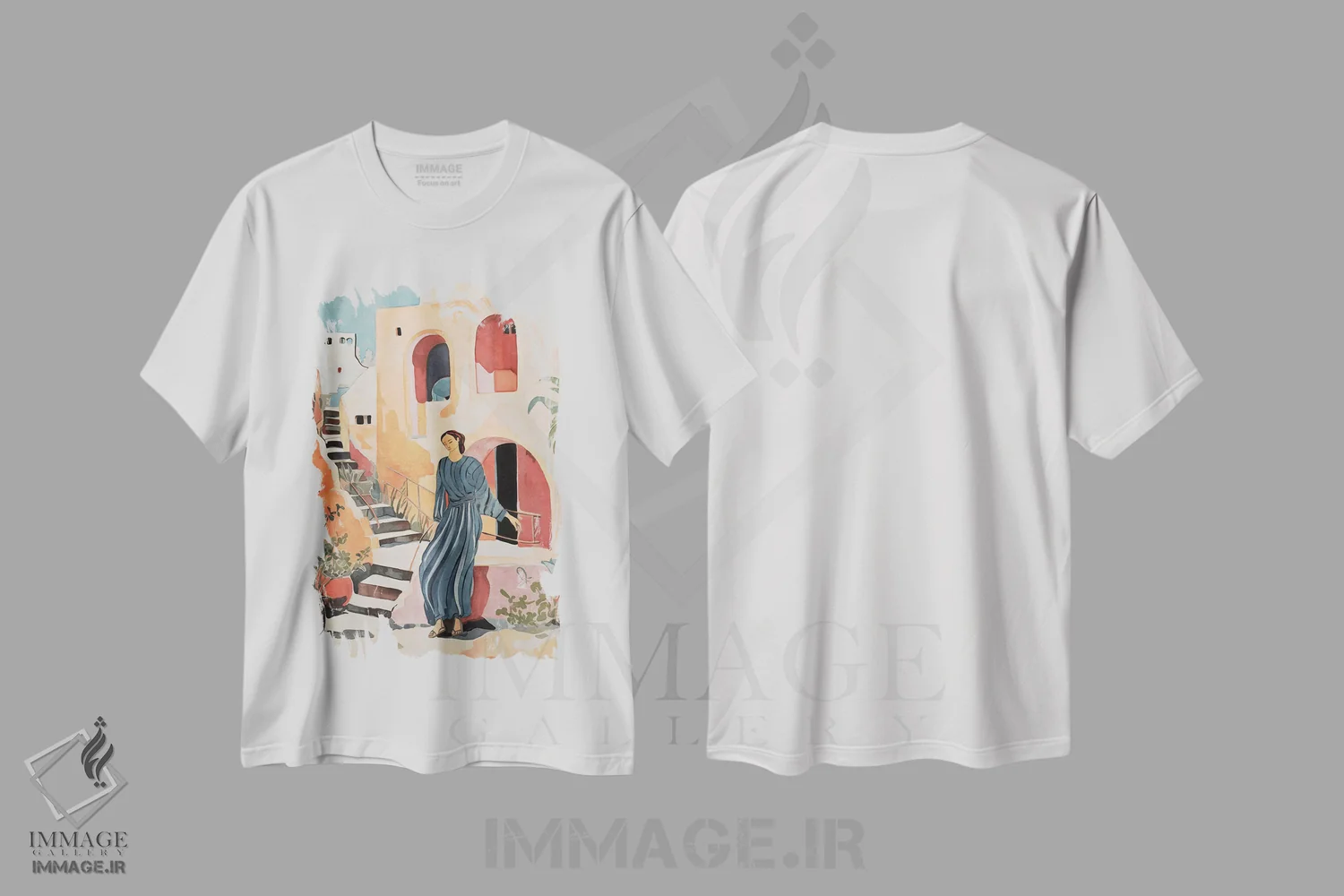تیشرت سفید طرح دار روز زیبای دبی V، مدیوم اثر هلو مورائس | immage.ir