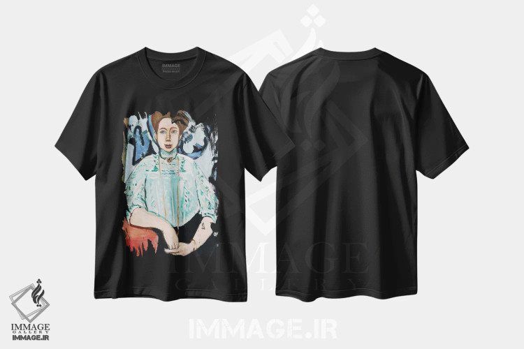 تیشرت مشکی طرح دار پرترهٔ گرتا مول، هنر فاخر کلاسیک اثر آنری ماتیس | فروشگاه ایماژ